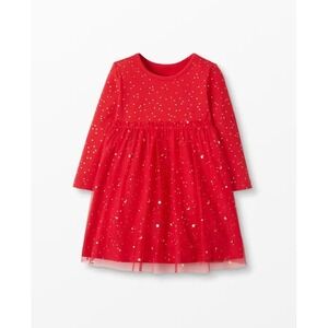 Hanna Andersson Baby Girls Holiday Red Shimmer Start Dress in Soft Tulle 3-6M